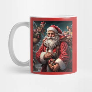 Nostalgic Santa Claus Carrying Holiday Gifts On Christmas Eve Mug